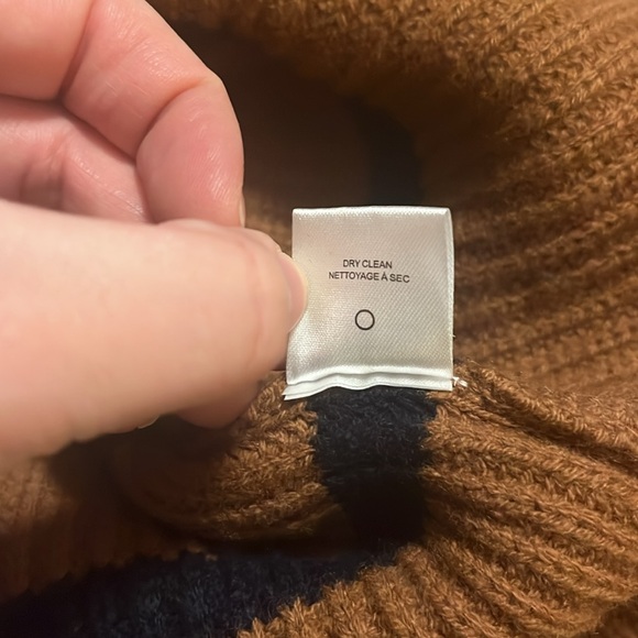 NWOT A.L.C 100% wool Louise brown and black striped mock neck sweater Large new - Picture 8 of 10